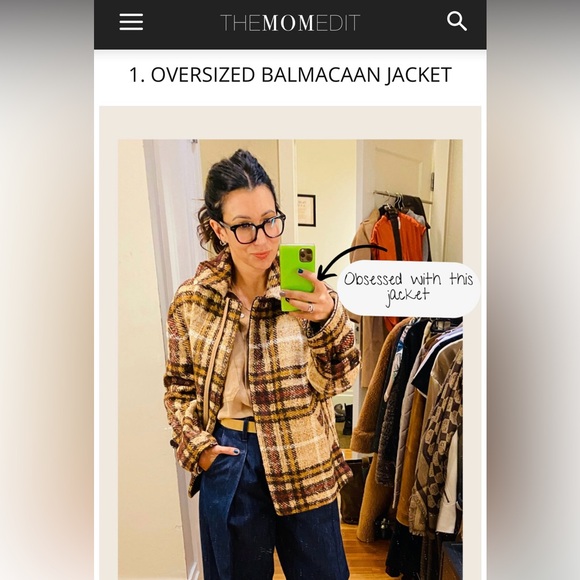 Banana Republic Oversized Balcamaan Jacket in neutral plaid. XXS - Picture 3 of 11